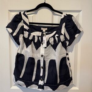 Jcrew point sur navy blue and white womens top size xxs, NWT